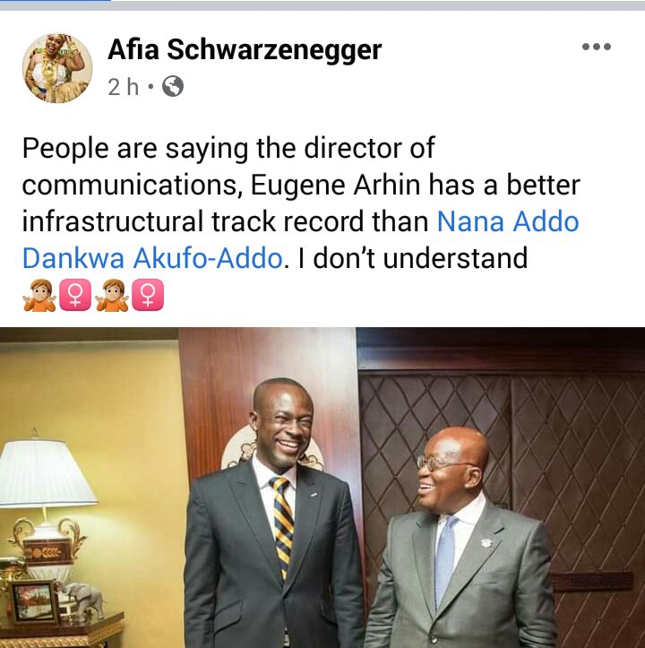 Eugene has better Infrastructural records than Nana Addo - Afia Schwar teases Eugene Arhin
