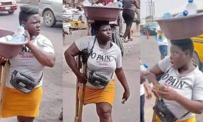 Physically impaired girl in crutches spotted selling ‘pure water’ on street