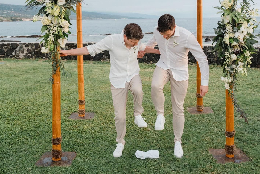 Sam and Oliver after tying the knot.