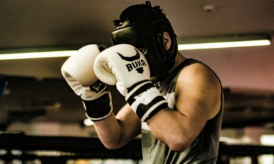 Boxing gloves for a celebrity boxing event