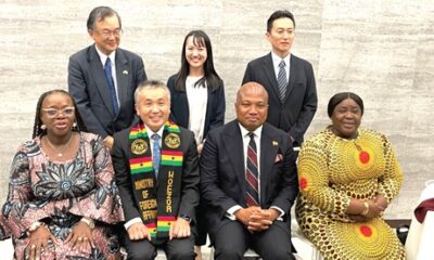 Samuel Okudzeto Ablakwa with Japanese officials and astronaut Koichi Wakata